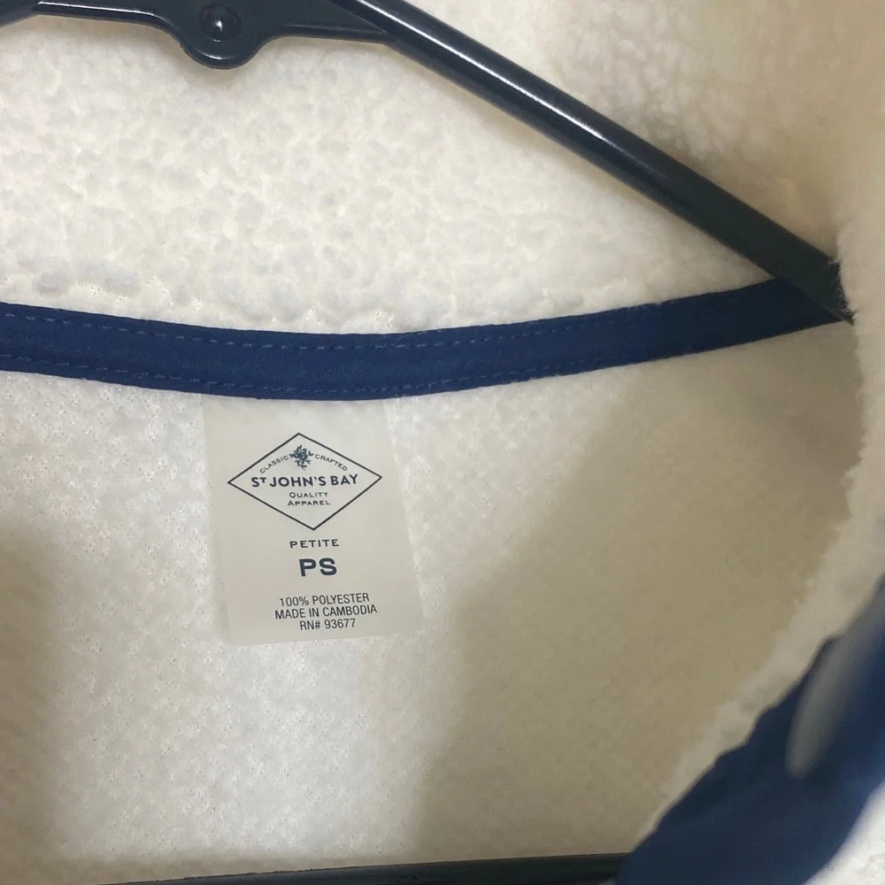 St. John's Bay Kids Sherpa Pullover - Cream and Navy